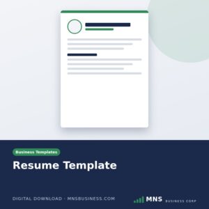 MNS digital download cover: resume template