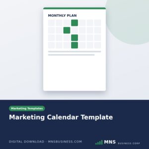 MNS digital download cover: marketing calendar template